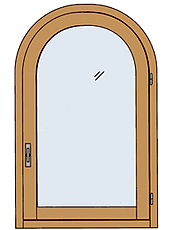 Gebogene Holzfenster